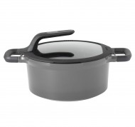 Pentola grande con coperchio 24 cm grigia