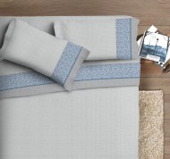 Completo matrimoniale Madras grigio e blu