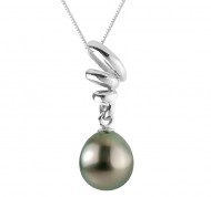 Collana con ciondolo perla verde in oro bianco