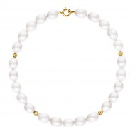 Bracciale di perle bianche coltivate in oro giallo