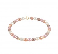 Bracciale di perle rosa coltivate in oro giallo