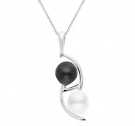 Girocollo in argento con perla bianca e nera