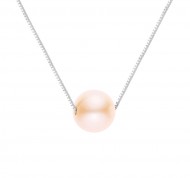 Collana in argento con perla rosa
