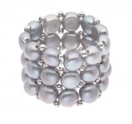 Anello in argento con perle grigie