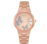 Orologio da donna in acciaio in PVD oro rosa e glitter