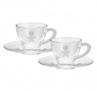 Set 2 tazzine da caffe' con piattini in vetro collezione Girotondo.