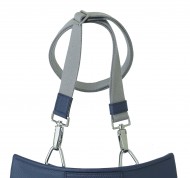 Borsa ad arco con cerniera a scatto Medium blu in pelle di vitello