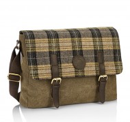 Borsa Messenger in tessuto tartan e cotone cerato