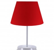 Lampada da tavolo in metallo con paralume rosso