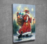 Quadro natalizio in canvas con telaio in legno