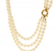 Collana giricollo Gabrielle di perle in vetro con tre fili