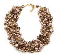 Collana girocollo Ambra con perle in vetro e cristalli Swarovski 