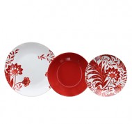 Servizio piatti 18 pezzi Red Ornament