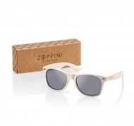 Occhiali da sole unisex beige con montatura in paglia di frumento