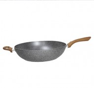 Wok in alluminio nero con manici effetto legno della linea Stone&Wood