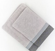 Set 2 Asciugamani in spugna grigia di puro cotone con balza grigia