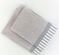 Set 2 Asciugamani in spugna grigia di puro cotone con balza grigia