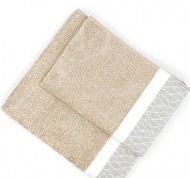 Set 2 Asciugamani in spugna nocciola di puro cotone con balza grigia