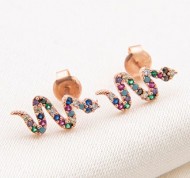 Orecchini in argento 925 Sterling a lobo con cristalli multicolor