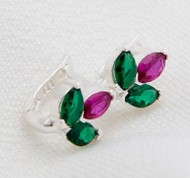 Orecchini in argento 925 Sterling a lobo con cristalli multicolor