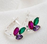 Orecchini in argento 925 Sterling a lobo con cristalli multicolor