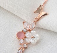 Collana in argento 925 Sterling con ciondolo a cerchio con cristalli rosa e bianchi