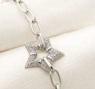 Bracciale in metallo con cristalli bianchi a forma di stella