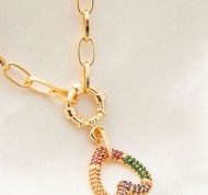 Collana in metallo con ciondolo con cristalli multicolor a forma di cuore