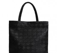 Borsa nera a spalla in ecopelle effetto intrecciato
