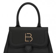 Borsa nera a spalla con tracolla staccabile in ecopelle