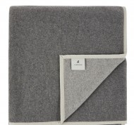 Coperta letto matrimoniale Cortina antracite e grigio in pura lana merinos extrafine con bordo