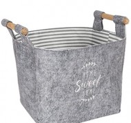 Cesto in feltrocon scritta Home Sweet Home grigio