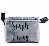 Borsa in tessuto con scritta Simple Living grigia