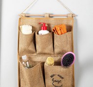 Organizer in tessuto con scritta Home beige