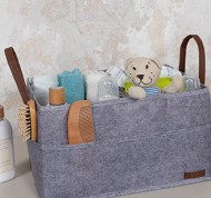 Cesto in feltro con due scomparti e tasche esterne grigio
