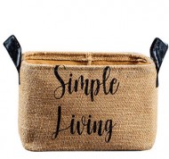Borsa in tessuto con scritta Simple Living beige