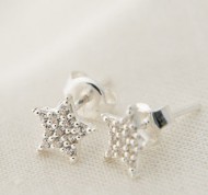 Orecchini a lobo in argento sterling 925 con zirconi bianchi