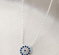 Collana in argento sterling 925 con zirconi blu e bianchi