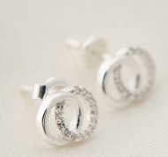 Orecchini a lobo in argento sterling 925 con zirconi bianchi