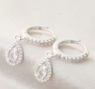 Orecchini a cerchio con pendente in argento sterling 925 con zirconi bianchi