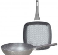 Set Wok + Grill Deep Moon in alluminio grigio