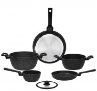 Batteria 8 pezzi in alluminio forgiato riciclato nero linea Authentika