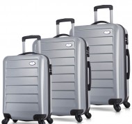 Set 3 Trolley rigidi grigi metal in ABS da 37/70/100 lt linea Ruby