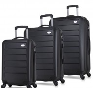 Set 3 Trolley rigidi neri in ABS da 37/70/100 lt linea Ruby