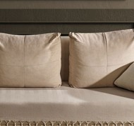 Plaid beige con nappine in puro cotone