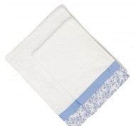 Set 2 asciugamani spugna Primula in cotone idrofilo bianco con bordo decorativo