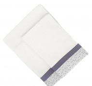 Set 2 asciugamani spugna Pallini in cotone idrofilo bianco con bordo decorativo