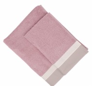 Set 2 asciugamani spugna Varazze in cotone idrofilo malva con bordo decorativo