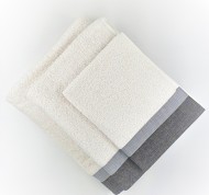 Set 3 asciugamani spugna Varazze in cotone idrofilo bianco con bordo decorativo
