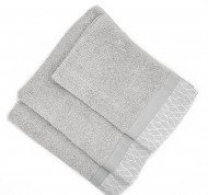 Set 3 asciugamani spugna Ventotene in cotone idrofilo grigio con bordo decorativo